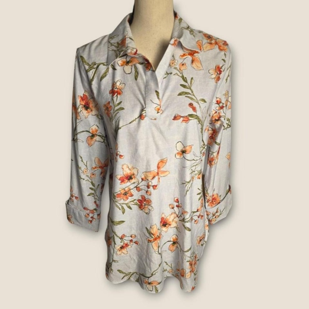 Chico's light blue floral blouse